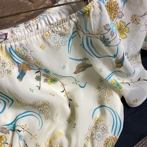 AUW One Shoulder Mini Dress Cream floral​ - Picture 9 of 9